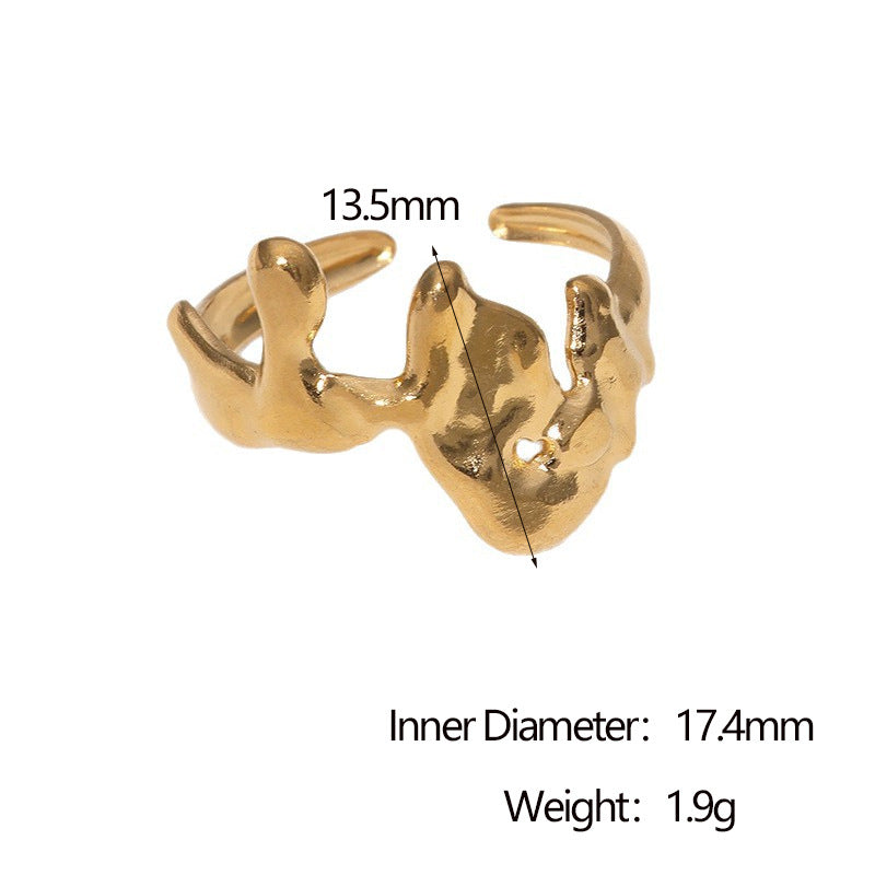 Anello Aperto Geometrico Minimalista Gioielli da Donna in Acciaio Inossidabile Placcato Oro 18K