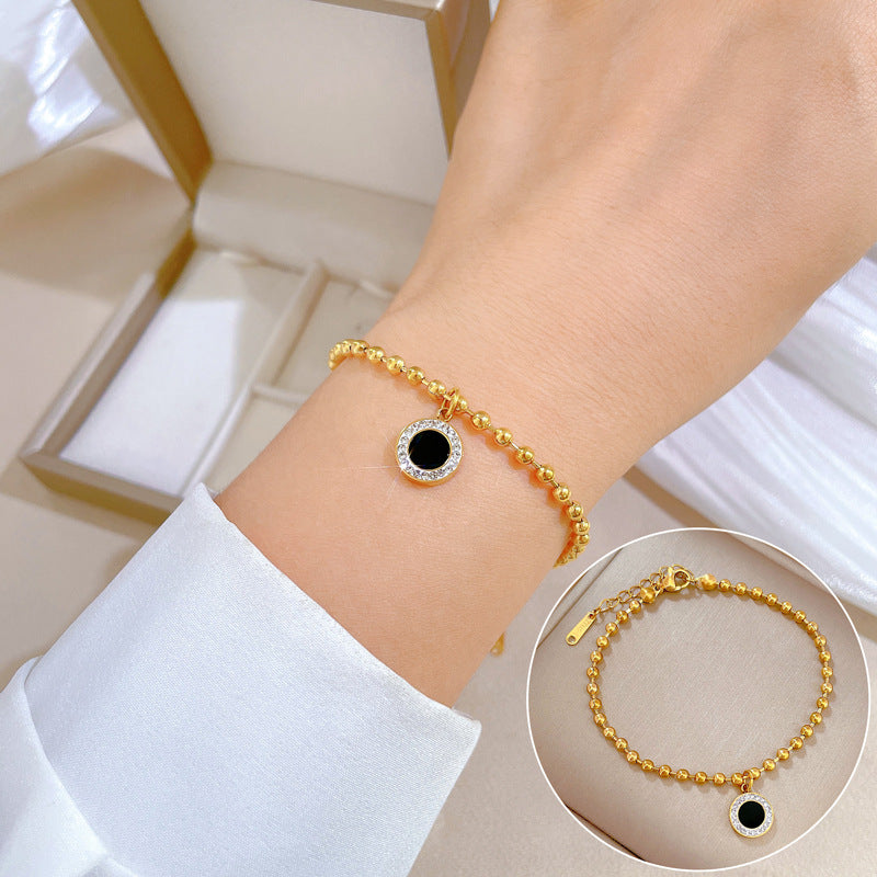 Zodiac Luxury Titanium Steel Gold Plated Bracelet with Cubic Zirconia for Unisex