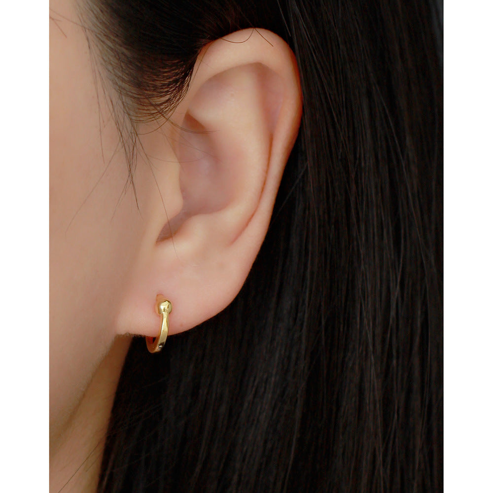 Minimalist 925 Sterling Silver Round Plated Hoop Earring for Women