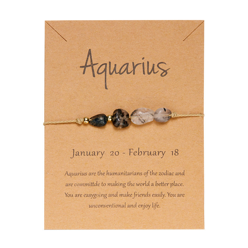 Pulsera de cuerda con cuentas de piedra natural para mujer, con elementos de constelación del zodiaco