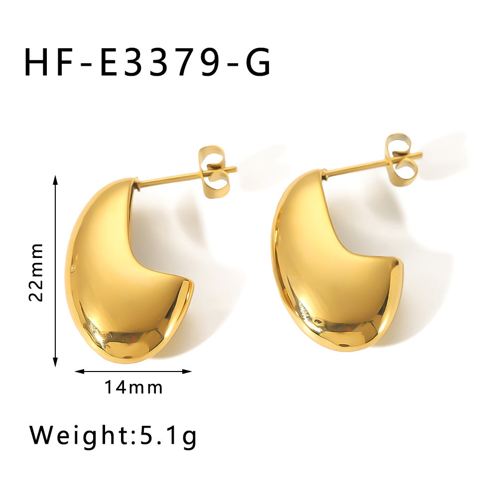 Minimalist Drip-Shaped Stainless Steel Earrings with 18K Gold Plating, Hollow-Out Geometric Design for Women