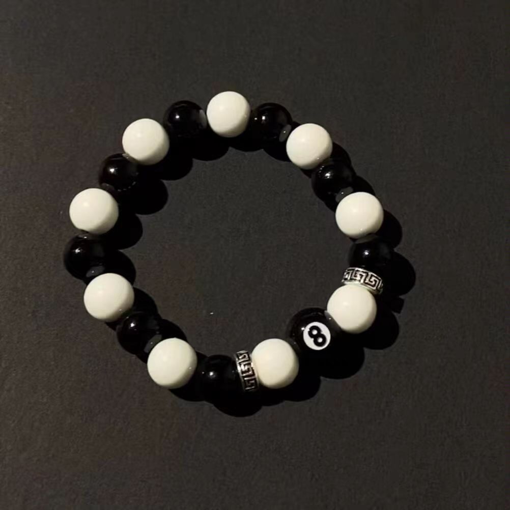 Geometric Cross Obsidian and Cat's Eye Beaded Bracelet