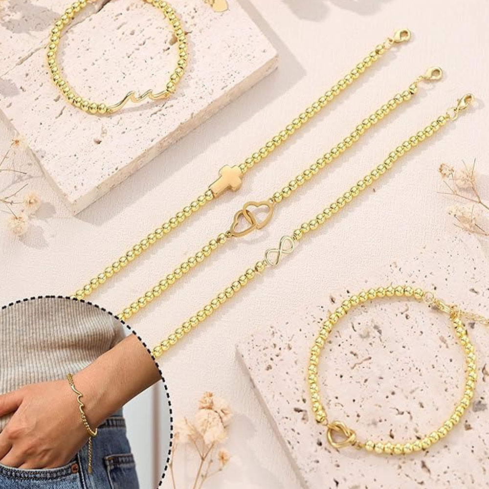 Fashionable Heart Shaped Plated Stainless Steel Bracelet for Women