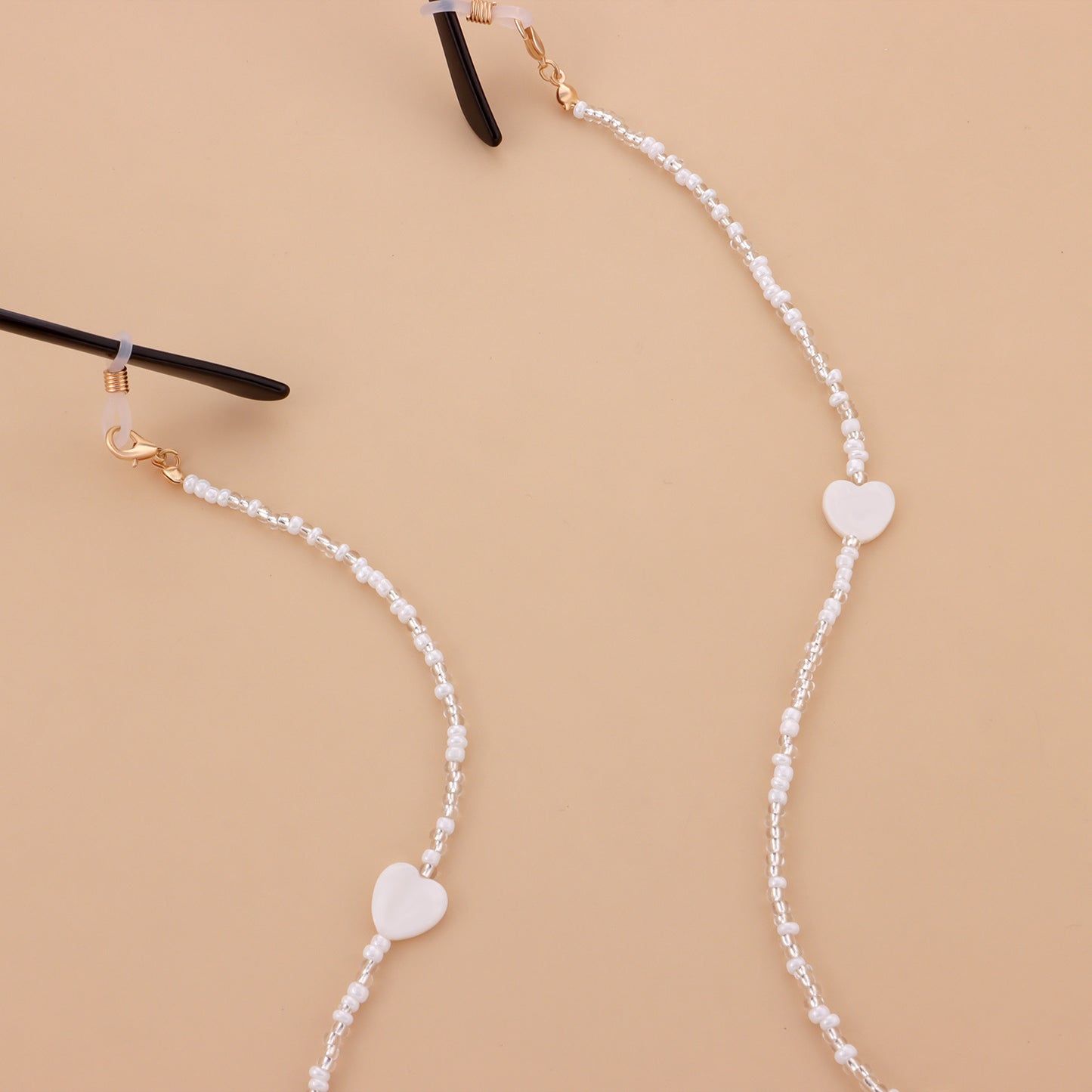 Minimalist Elegant Heart White Pearl Alloy Glasses Chain for Women