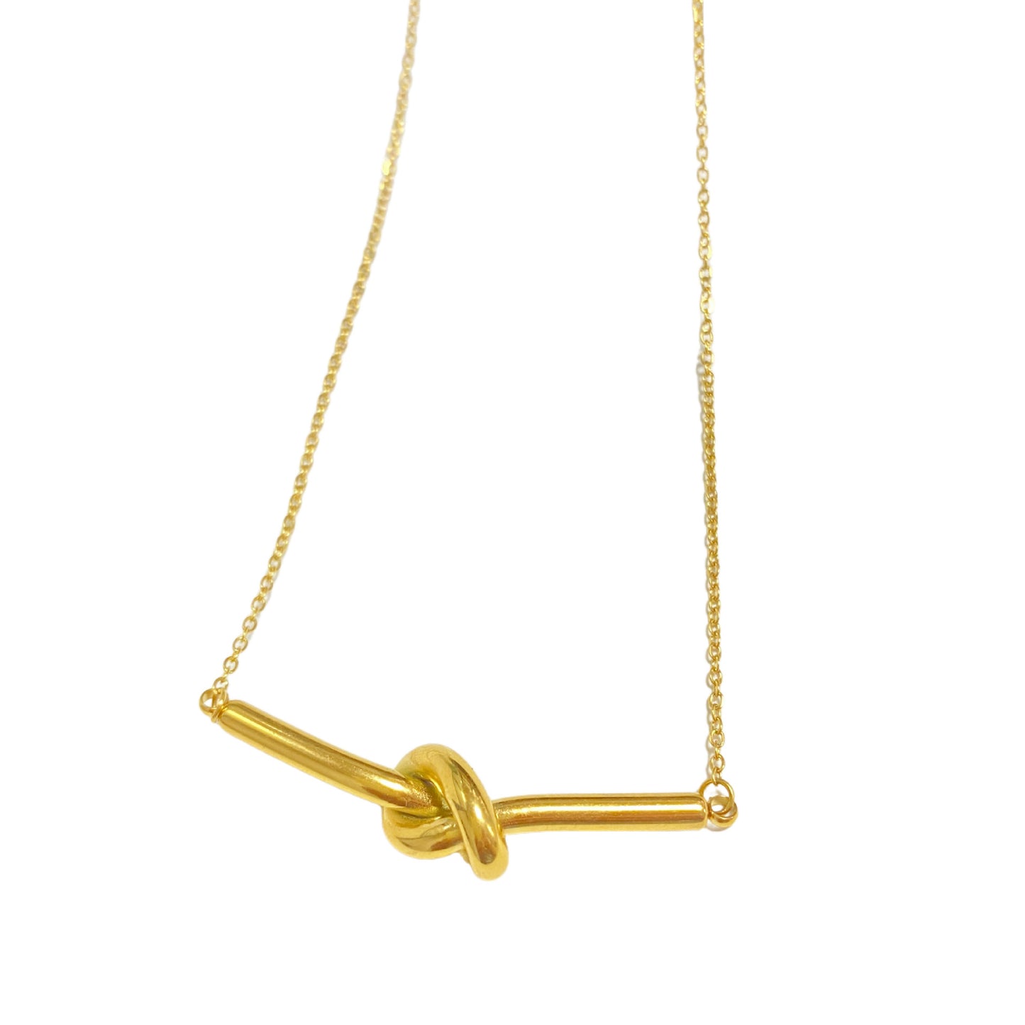Minimalist Layered Titanium Steel Knot Pendant Necklace with Cable Chain for Unisex