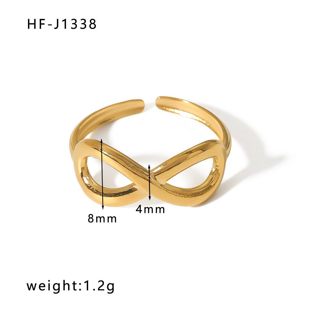 Anello Aperto Minimalista in Acciaio Inossidabile da Donna con Forma Geometrica e Finitura Placcata in Oro 18K Sottovuoto