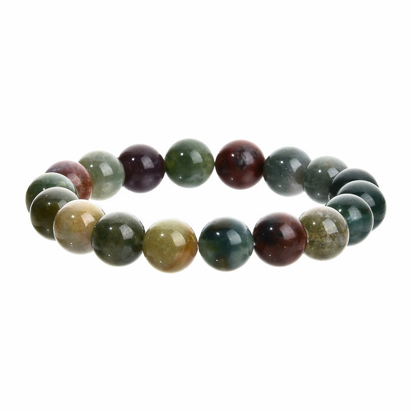 Elegant 10mm Round Agate Wood Crystal Beaded Bracelet Unisex Geometric Handmade Jewelry