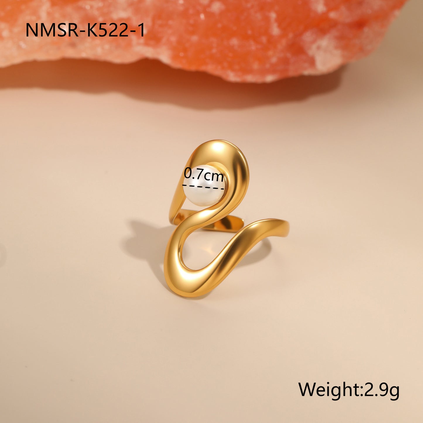 Anillo de acero inoxidable geométrico minimalista con acabado chapado, joyería de moda para mujer con banda abierta