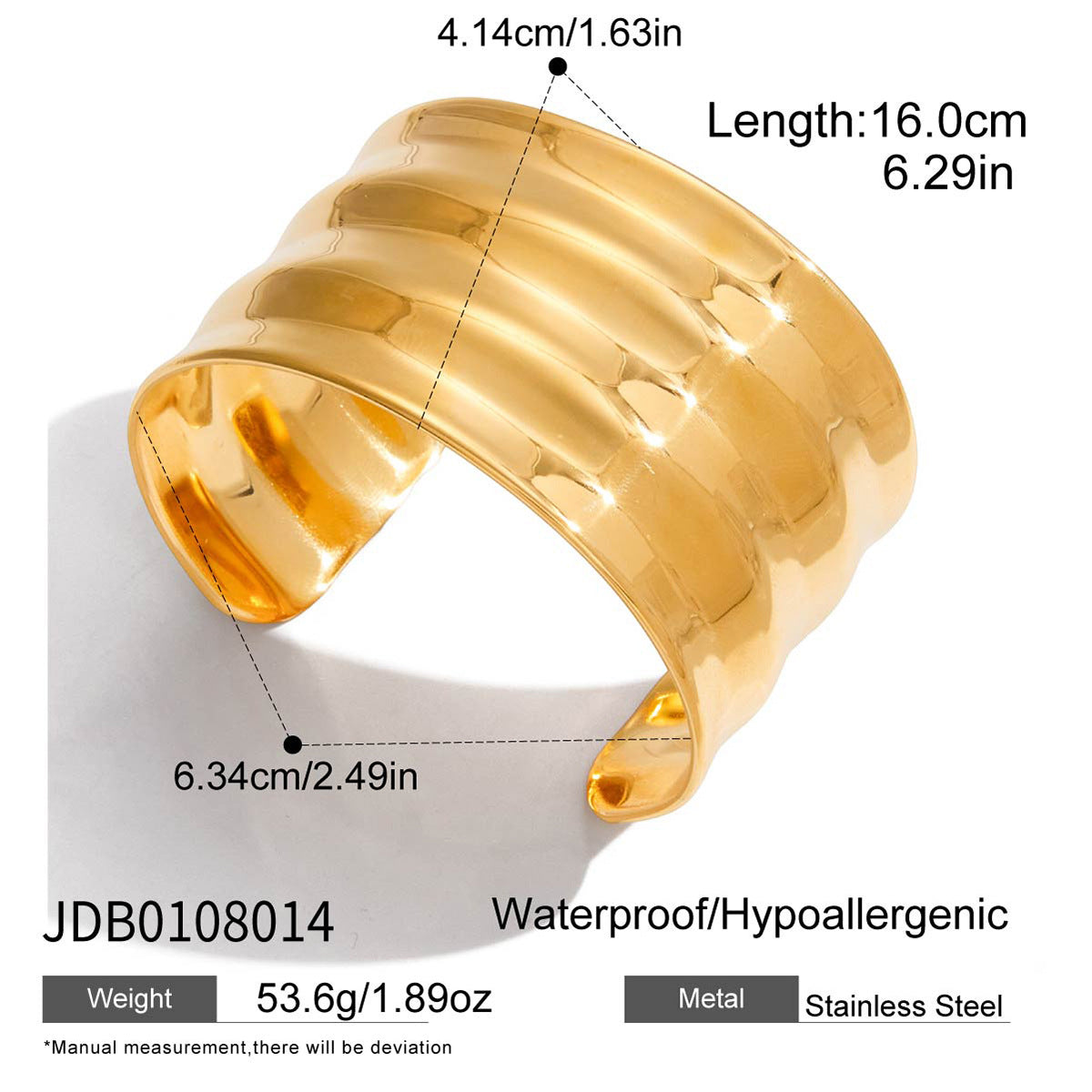 Bracciale da donna in resina geometrica rotonda alla moda con base in acciaio al titanio e placcatura in oro