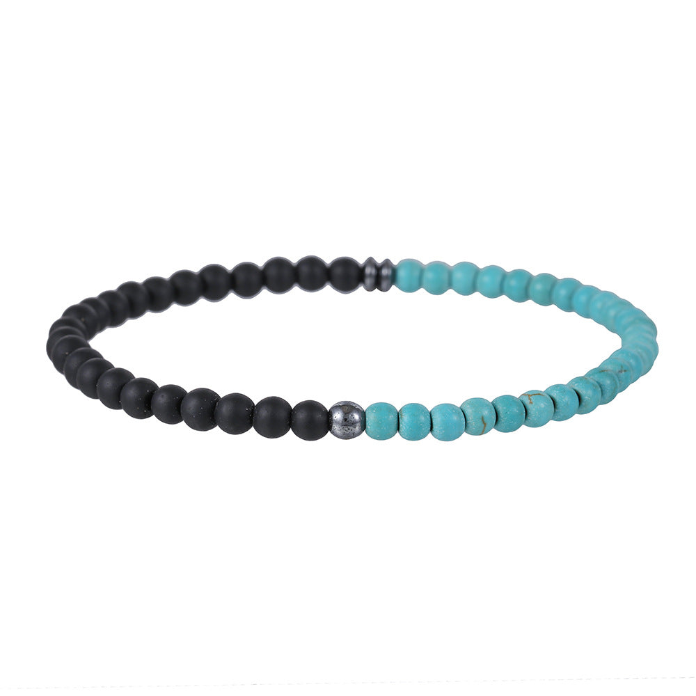 Round Agate Turquoise Stretch Bracelet for Men and Women