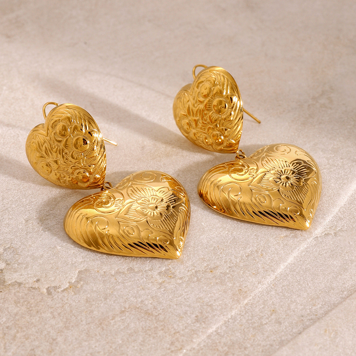 Heart Shaped Plated Stainless Steel Earrings for Women
