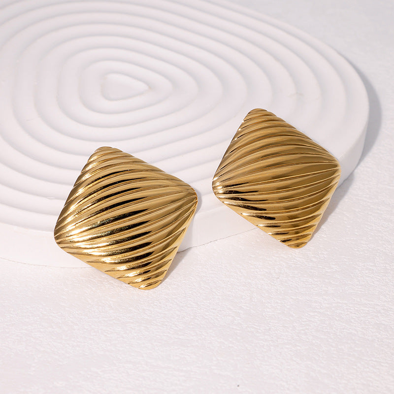 Elegant 18K Gold Plated Square Geometric Stainless Steel Earrings for Women