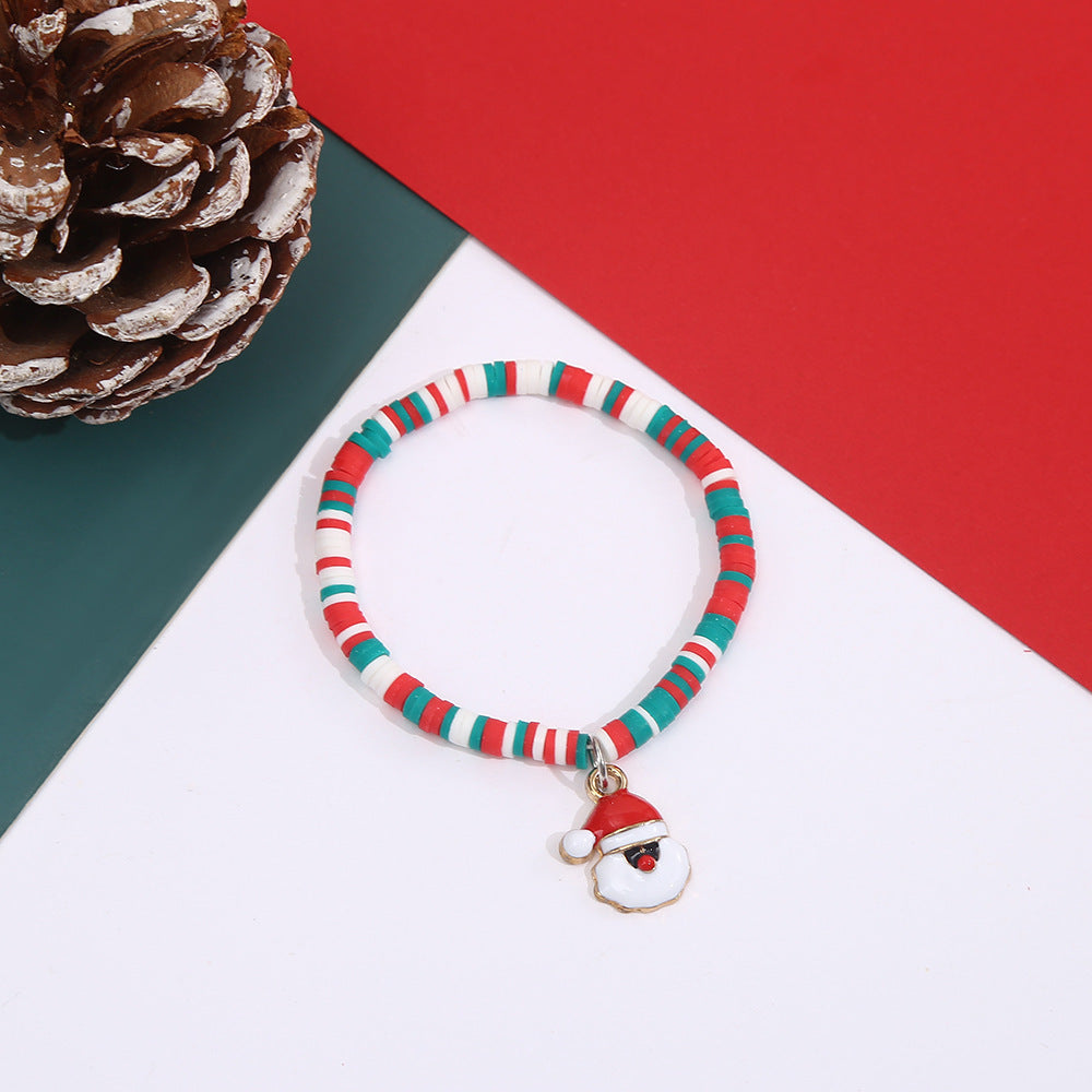 Casual Geometric Resin Beaded Bracelet with Christmas Charms for Unisex