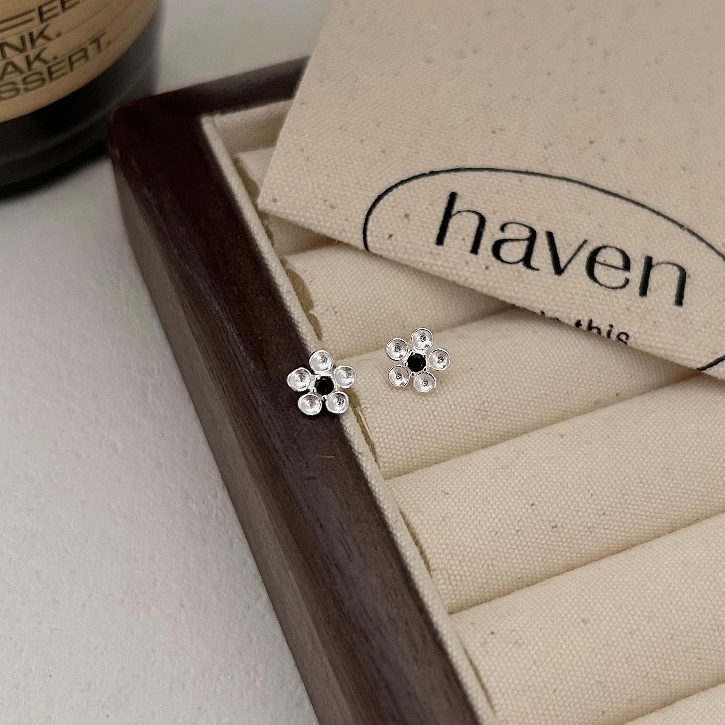 Minimalist Silver Flower Stud Earrings in 925 Sterling Silver with Plated Finish for Women