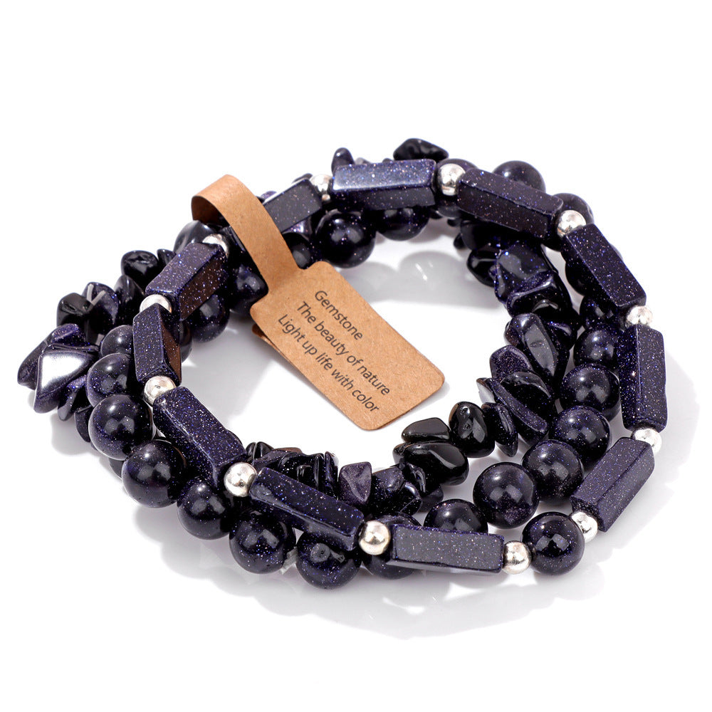 Vintage Geometric Rectangle Crystal Beaded Bracelet Set for Unisex