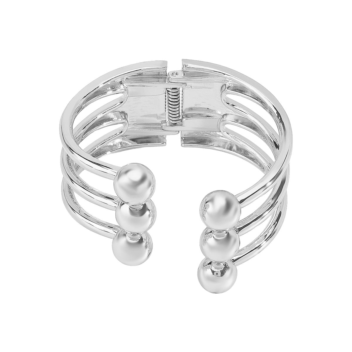 Bracciale Minimalista Geometrico in Lega con Apertura Regolabile e Finitura Lucida Placcata