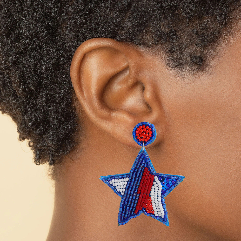 Hand-woven Star Glass Earrings Unisex Statement Drop Earrings