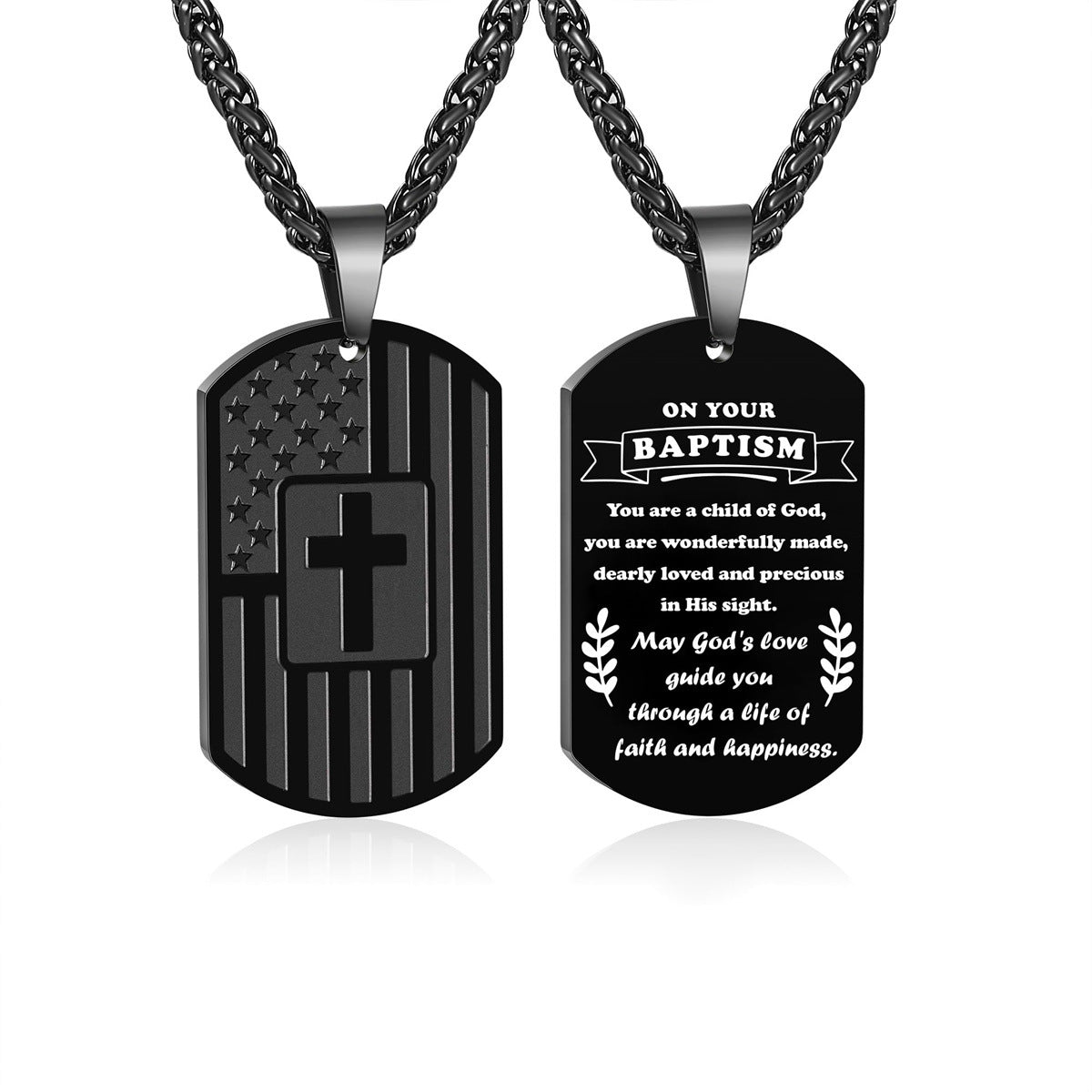 Collana con pendente a croce in acciaio inossidabile lucidato e acciaio al titanio con forma geometrica per uso quotidiano