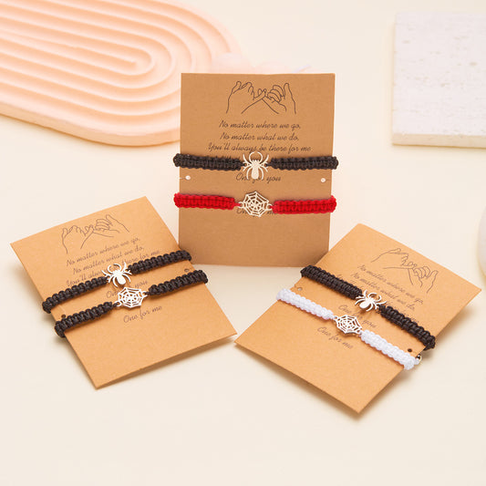 Pulsera de Telaraña Tejida a Mano para Halloween con Diseño de Animales en Cordón, Accesorio de Moda Unisex