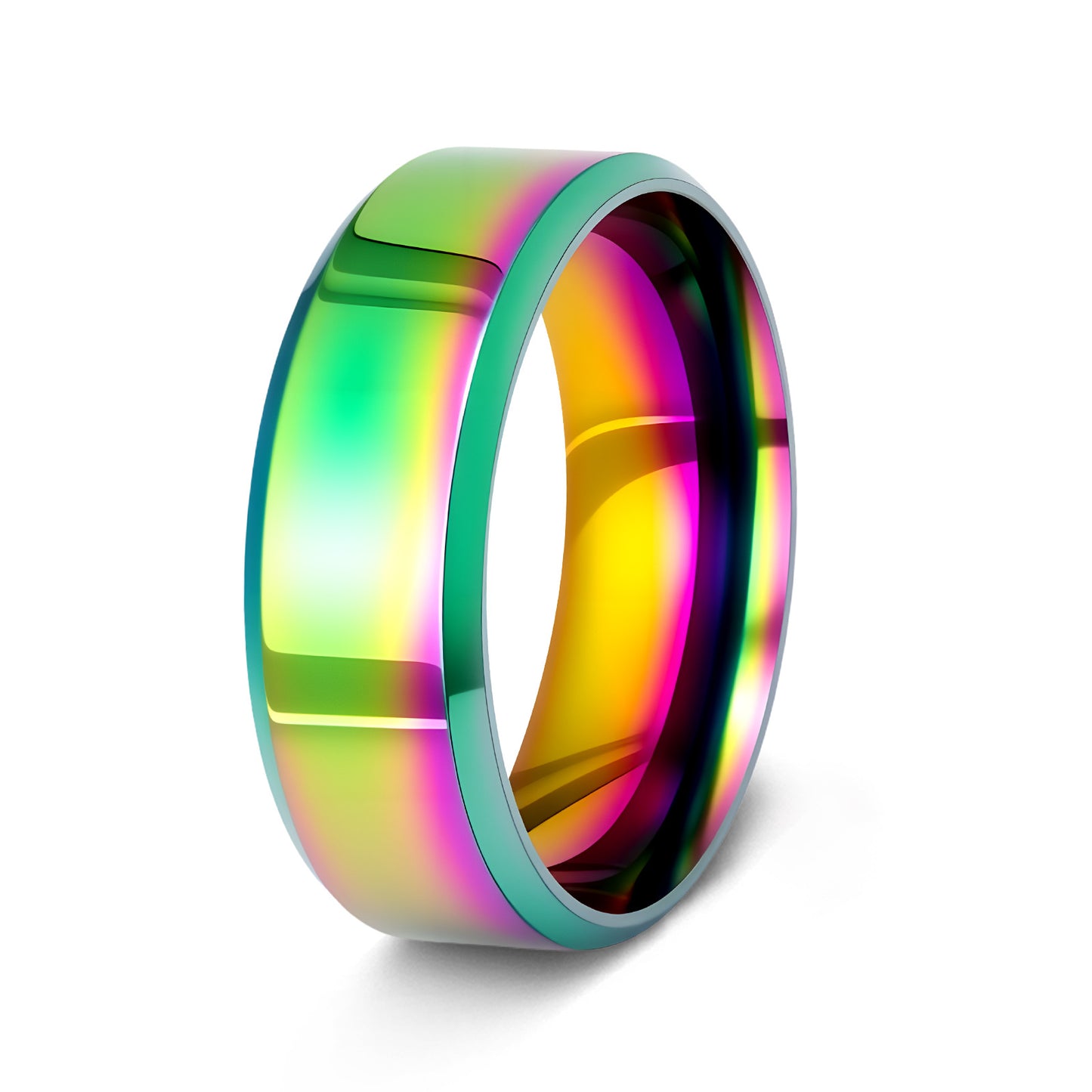 Minimalist 8MM Polished Plated Stainless Steel Ring Unisex Wedding Band