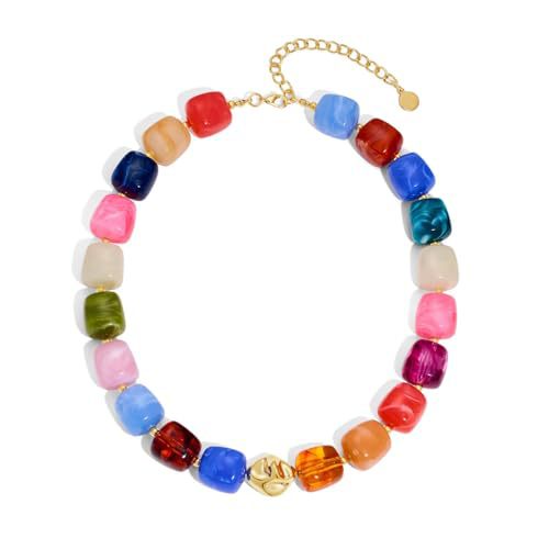 Casual Square Resin Polished Pendant Necklace for Women