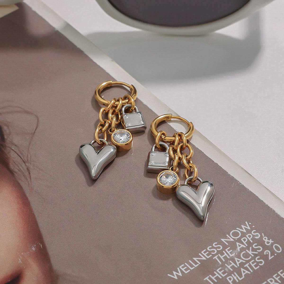 Minimalist Elegant Heart Plated Stainless Steel Earrings for Women