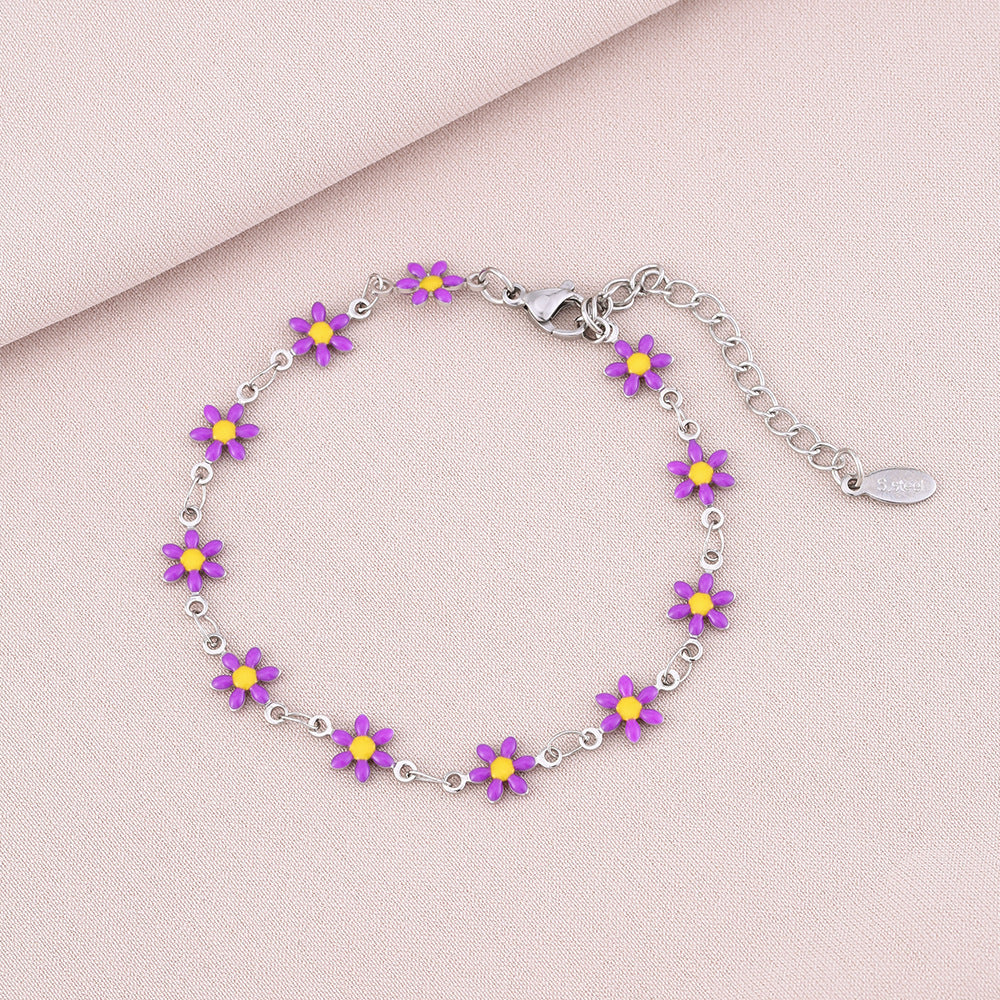 Pulsera geométrica minimalista de acero inoxidable con motivo de pétalos para mujer y hombre, accesorio de moda electrochapado