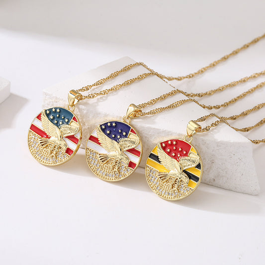 Minimalist Geometric Copper Pendant Necklace with Real Gold Plating and Enamel Finish for Women