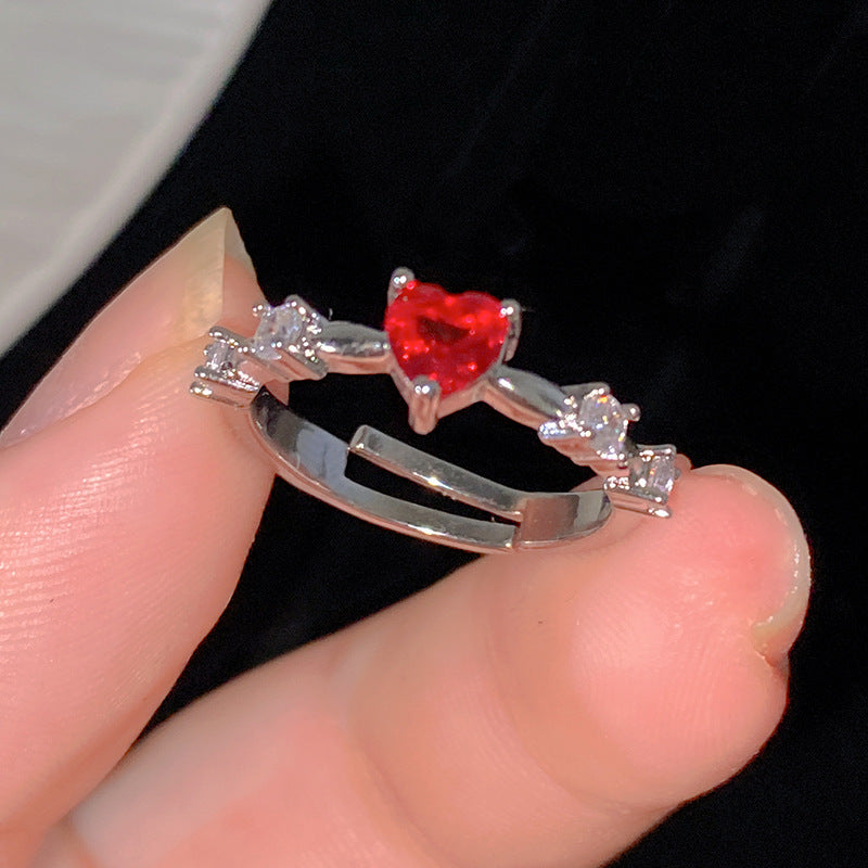 Minimalist Sweet Colorful Crown Flower Bow Teardrop Brass Ring with Cubic Zirconia Inlay for Women