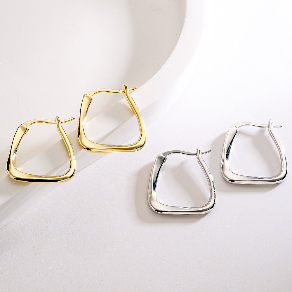 Minimalist Geometric Earrings in Copper with Gold Plating for Everyday Wear