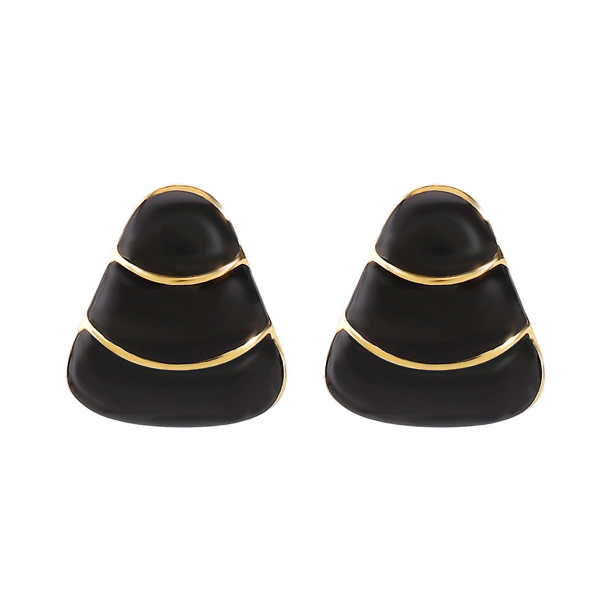 Minimalist Geometric Triangle Stainless Steel Enamel Earrings for Women