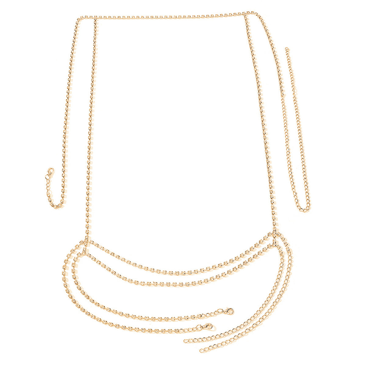 Cadena geométrica de aleación para el cuerpo con incrustaciones de pedrería para mujer, tobillera de doble capa, accesorio de moda para discoteca