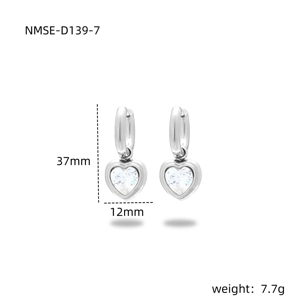 Fashion OL 18K Gold Plated Heart Shape Stainless Steel Earrings with Colorful Rhinestones for Women