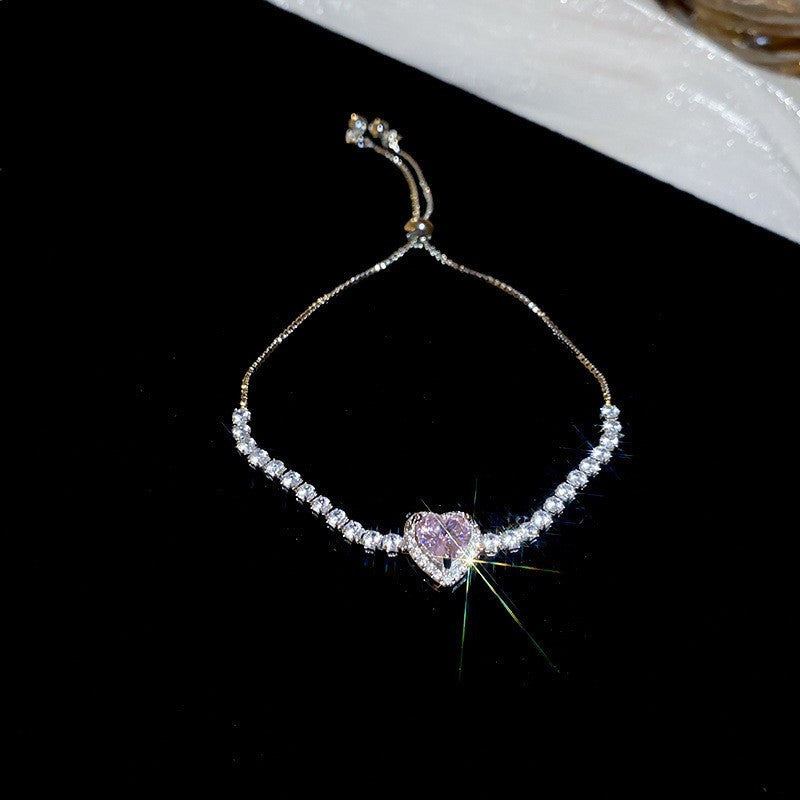 Sweet Elegant Geometric Round Cubic Zirconia Plated Brass Bracelet for Women
