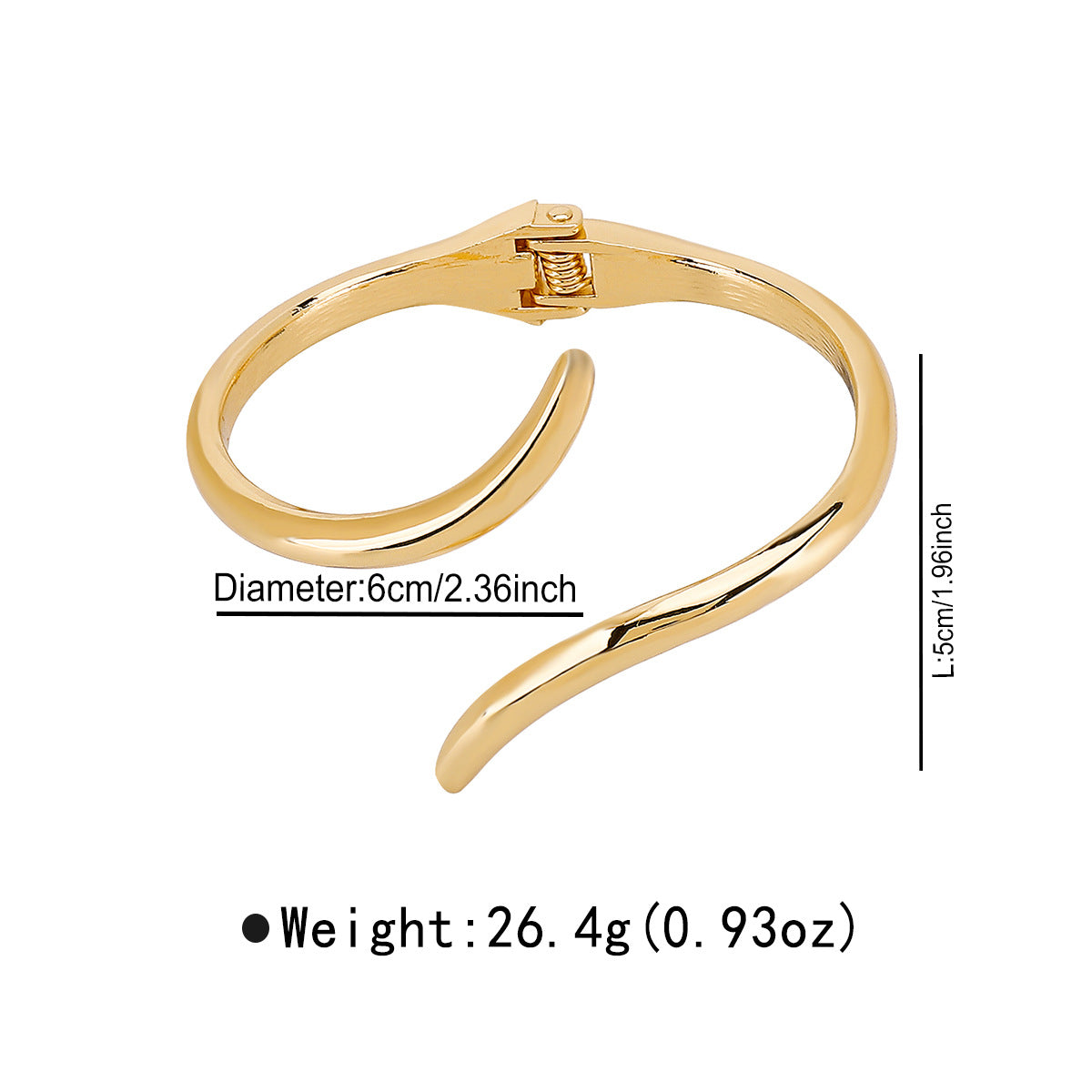 Pulsera minimalista de forma irregular de serpiente con apertura para mujer con acabado de aleación electrochapada