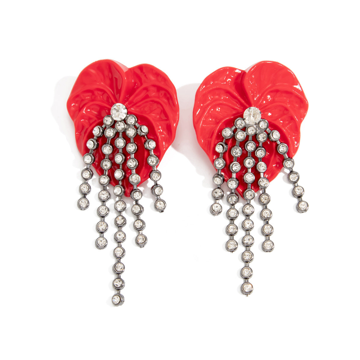 Exaggerated Luxury Rhinestone Inlaid Acrylic Leaf Drop Earrings for Women