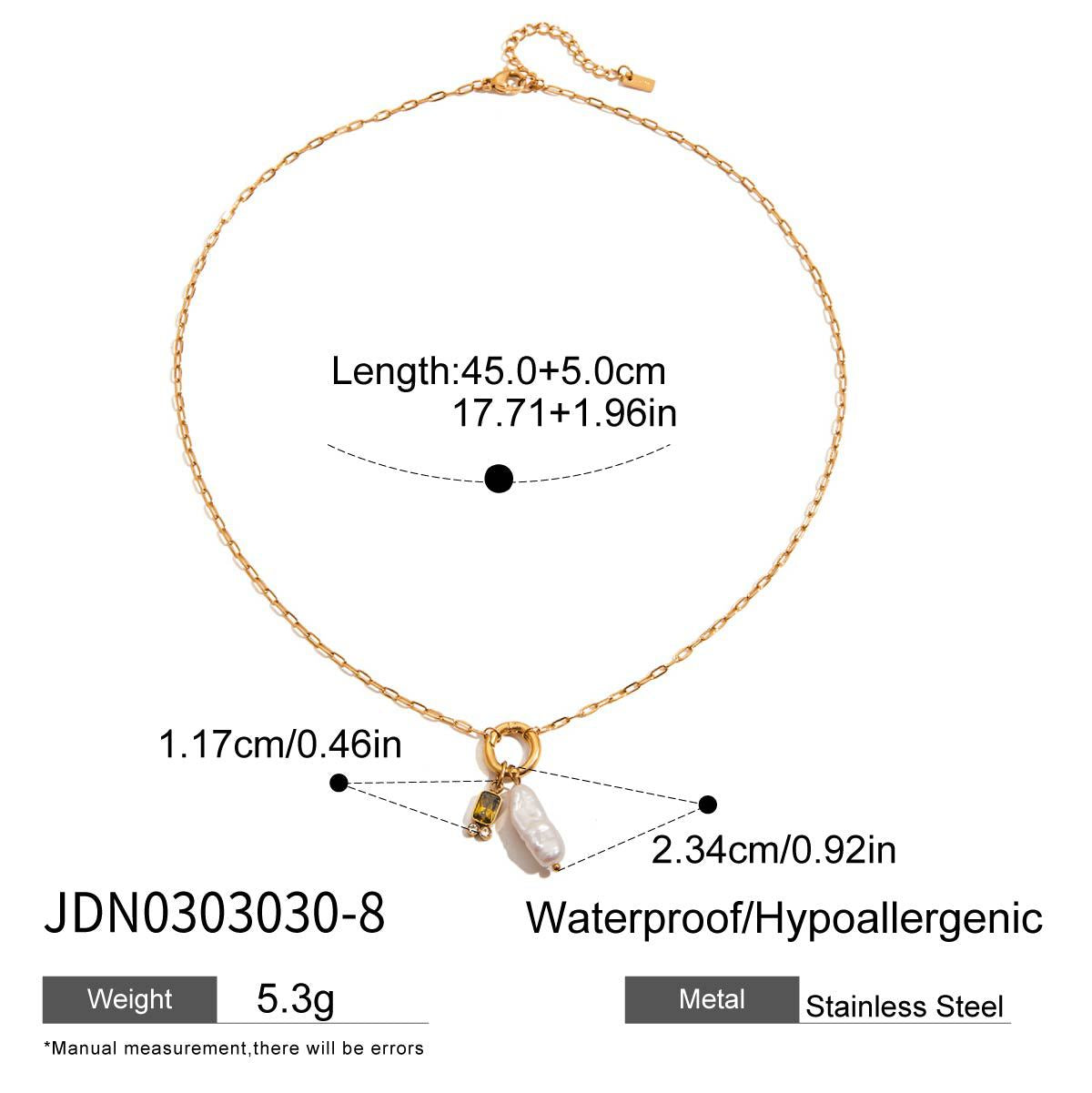 Elegant Geometric Stainless Steel Plated Necklace with Titanium Steel Pendant and Pearl Inlay for Women