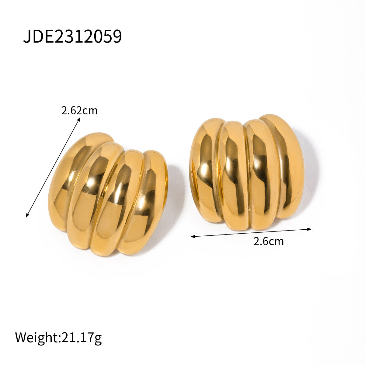 Orecchini a perno geometrici minimalisti in acciaio inossidabile con placcatura in oro 18K, design a barra con texture a onda per donne