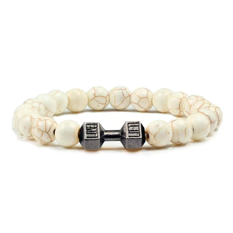 Fashion Matte Plated Alloy Beaded Bracelet Unisex Elastic Yoga Energy Bangle