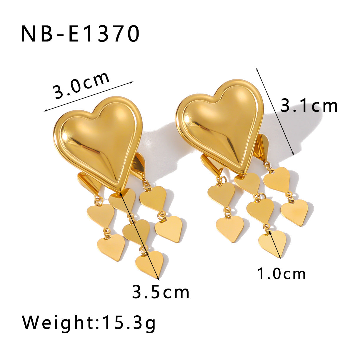 Orecchini Pendenti con Nappa a Stella, Cuore e Conchiglia Vintage in Acciaio Inossidabile con Placcatura Sottovuoto in Oro 18K da Donna