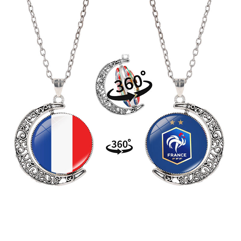 Collana a pendente a mezzaluna geometrica sportiva in lega con finitura galvanizzata per abbigliamento casual unisex