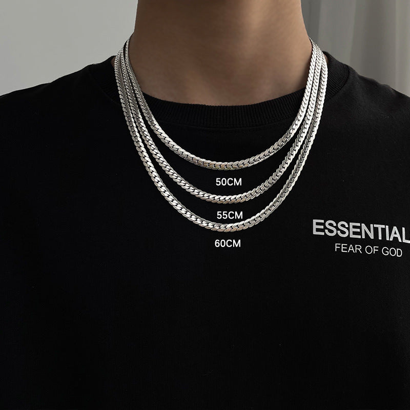 Collana a maglie cubane geometriche in stile Hip Hop per uomo e donna in acciaio al titanio con finitura lucida