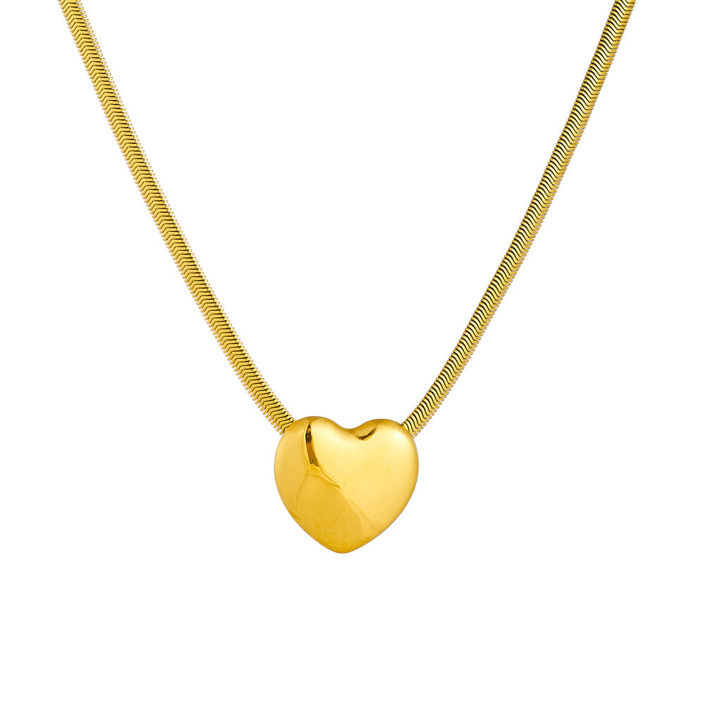 Minimalist Gold Plated Stainless Steel Layered Necklace with Heart Floral and Geometric Pendants