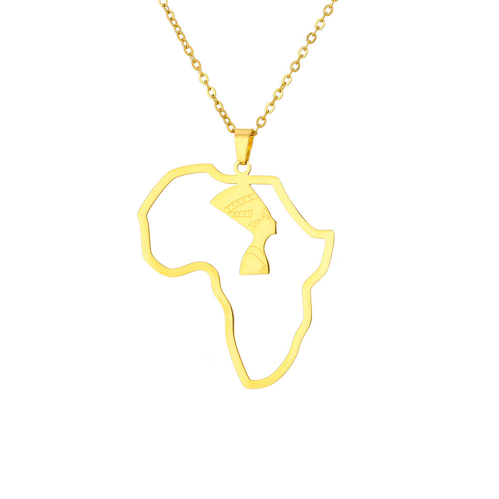 Collana con Pendente Geometrico Regina Nefertiti in Acciaio Inossidabile con Finitura Lucida e Placcata per Uso Quotidiano Unisex