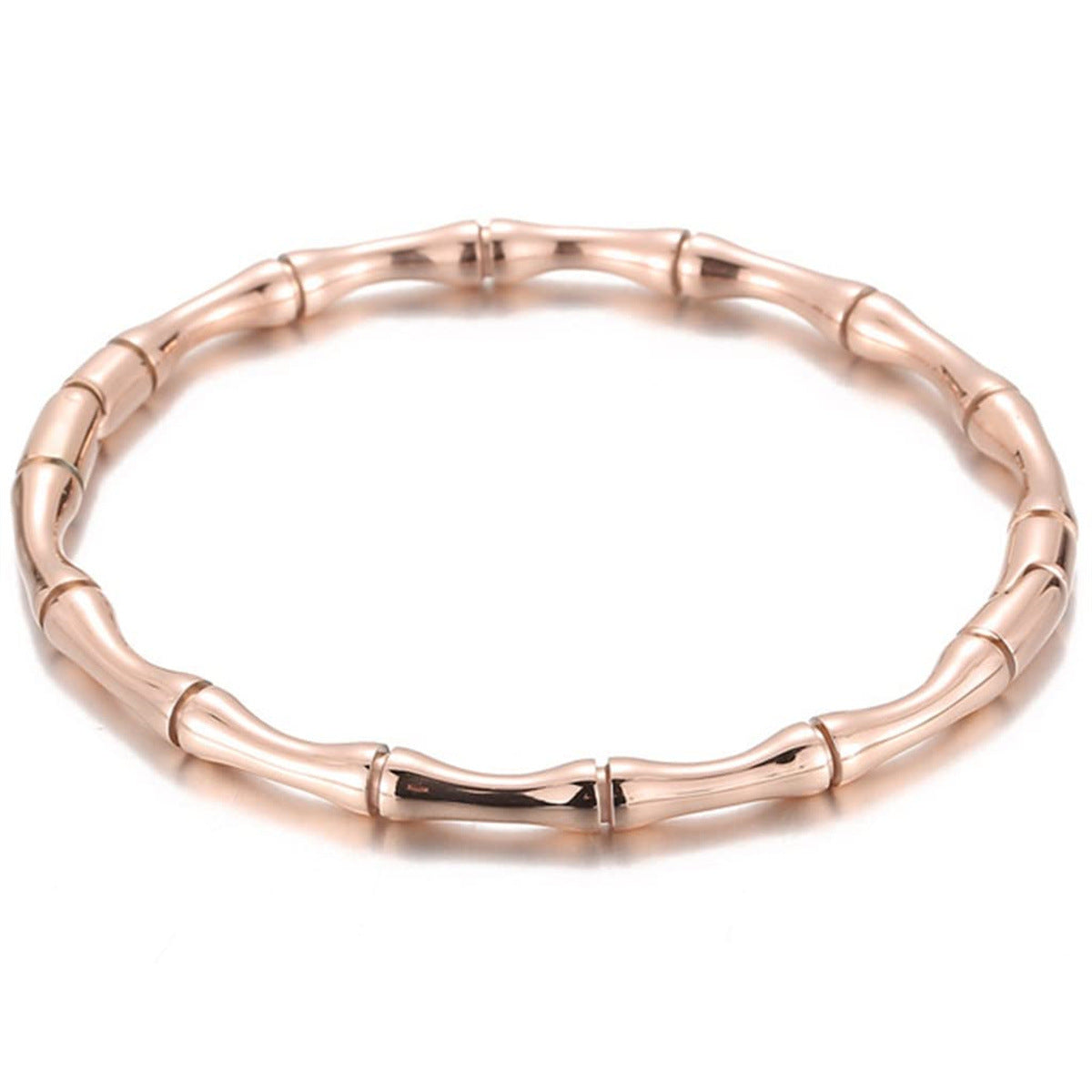 Minimalist Bamboo Joint Stainless Steel Vacuum Plated Bracelet for Women with Polished Finish