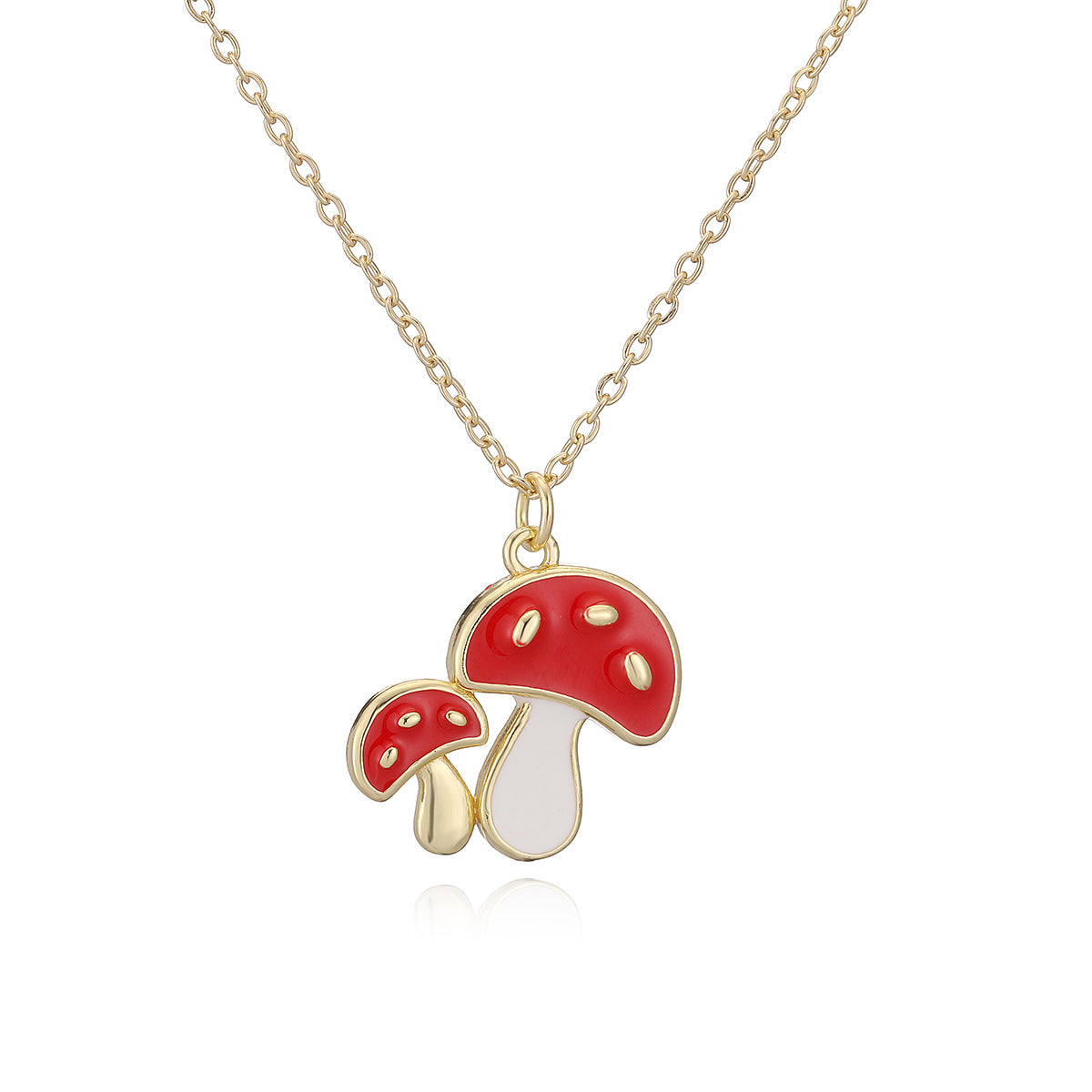 Minimalist Gold Plated Drip Oil Geometric Mushroom Pendant Necklace for Women