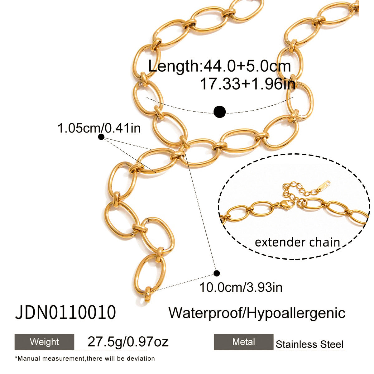 Collana con Pendente Geometrico Minimalista in Acciaio al Titanio con Placcatura PVD in Oro 18K da Donna