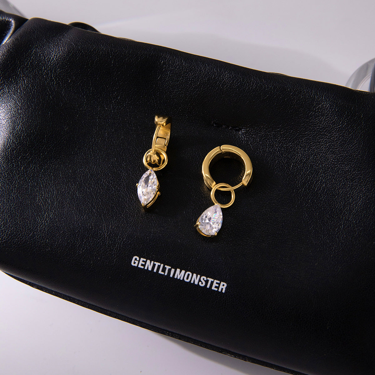 Orecchini a clip in acciaio inossidabile geometrici con gocce di zirconia per donna, orecchini elettroplaccati in stile lusso
