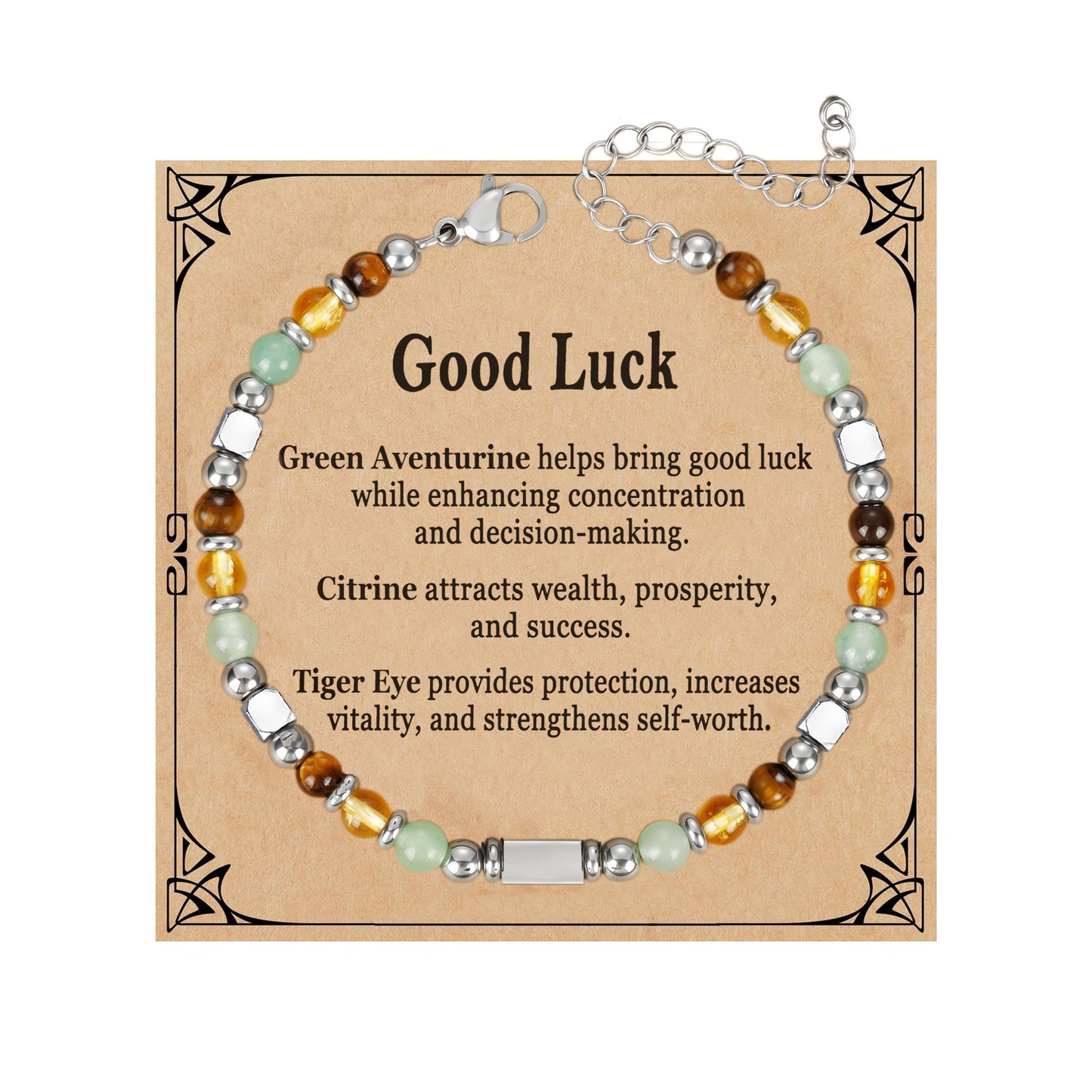 Minimalist Geometric Yellow Tiger Eye Beaded Bracelet for Women