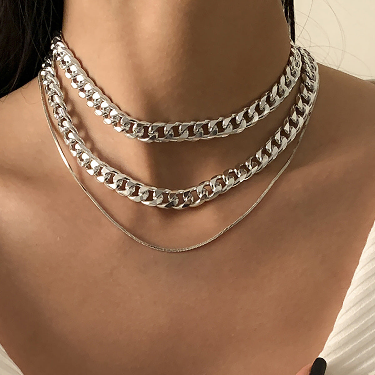 Minimalist Cross Pendant Necklace with Hollow Geometric Design in Plated Metal on Thin Snake Chain for Women